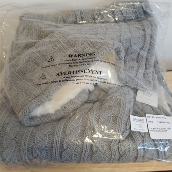 Restoration Hardware Baby & Child Cable Knit/Luxe Fur Arctic Fox Stroller … - Picture 2 of 7